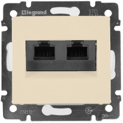 Розетка информационная двойная 2ХRJ45 КАТ. 5Е UTP слоновая кость legrand серии Valena